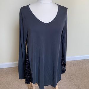 Gray top with black suede side panels